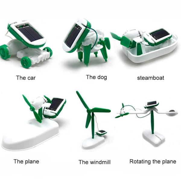 6-i-1 DIY Utbildningslärande Solrobot Sats Barnleksaker Present Självmonterad Solenergi Vetenskapssats