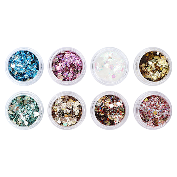 8 Ask/Set Naglartspaljetter DIY Hantverk Nagelglitterflingor Naglartsdekoration Tillbehör
