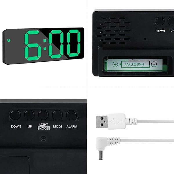 Digital väckarklocka, LED-digital sängklocka