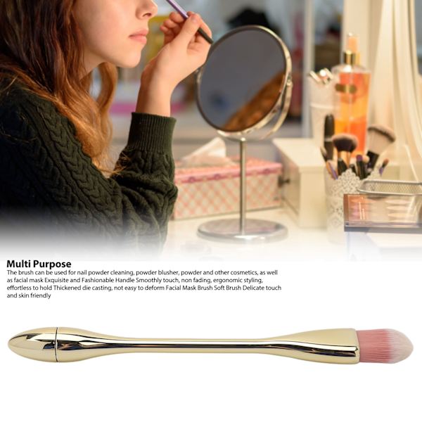 Nageldammborste Mjuk Fiber Delikat Beröring Hudvänlig Utsökt Multifunktionell Borste för Makeup Mask Champagne Guld