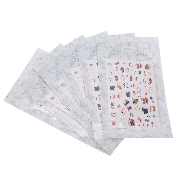 6 st Exklusiva Mönster Nagelsticker Fashionabla Naglar DIY Dekal Manikyr Verktyg