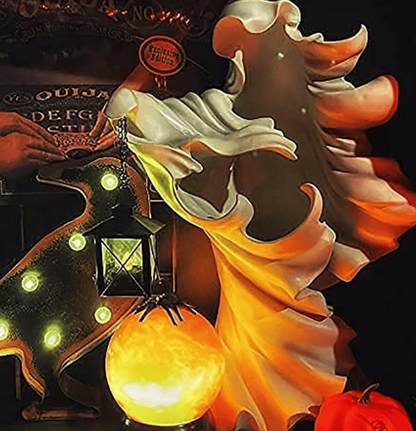 Lykta Ornament Hellbringer med Lykta Häxa Resin Halloween