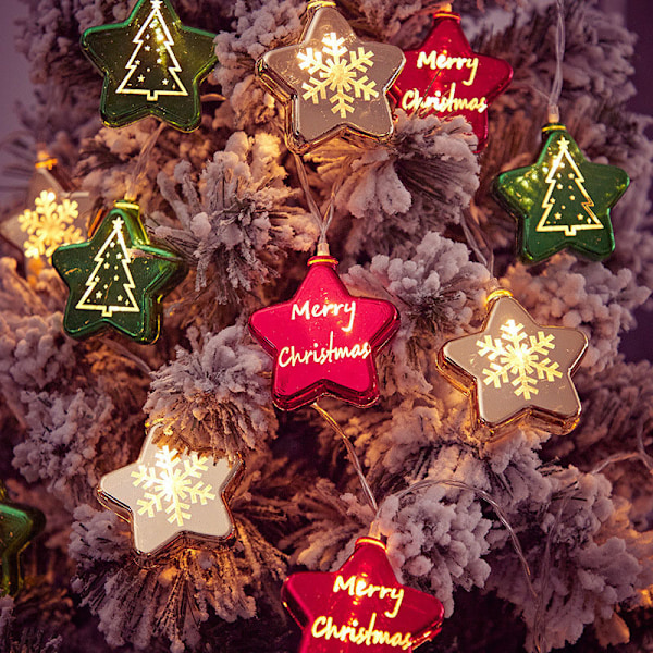 LED-ljuskedja Juldekoration Festoonlampa Julgran Snöflinga Femuddig Stjärna Christmas Star 1.5M10led USB