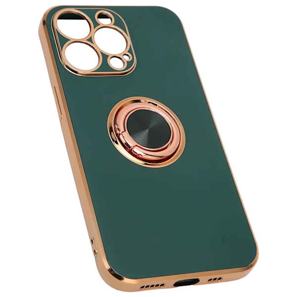 Mobiltelefon Skal Roséguld Elektropläterad Ring Telefonfodral Dam Ultra Tunn Mjuk TPU Telefonfodral för iPhone 13 Pro Mörkgrön