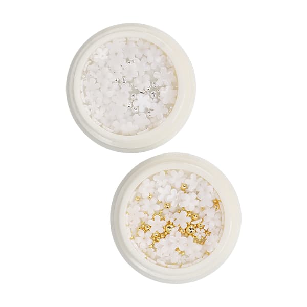 Nagelkonst Dekorationer Set 3D Blomma Forma Manikyr Dekorativa Ornament för Nagelsalong Guld Silver