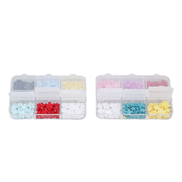 2 Ask 12 Rutor 3D Blomnagelcharm Resin DIY Nagelsmycke Dekoration Strass Dekaler