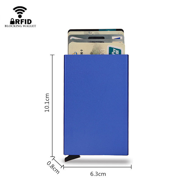 RRFID Metallkortfodral Plånbok Antimagnetisk Aluminiumlegering Kortfodral Kreditkortsfodral Anti-demagnetisering Automatisk Kortfodral blue