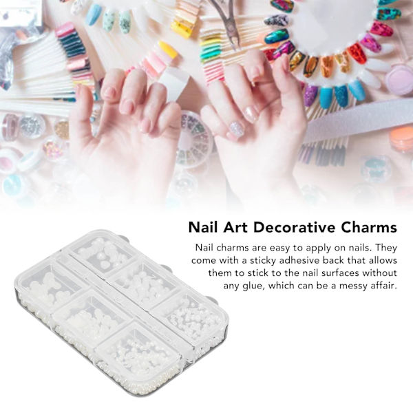 5 Ask Nagelcharms Söta Pärlor Falska Strass Dekoration Manikyr Charms Vit A03
