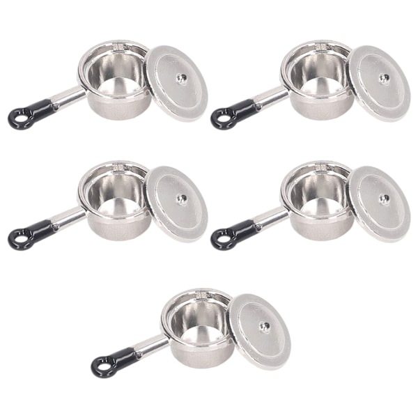 5-pack Mini Soppa Gryta Modell Simulerad Matlagning Leksaker Kök Bordsartiklar för 1:12 Dockhus Liten