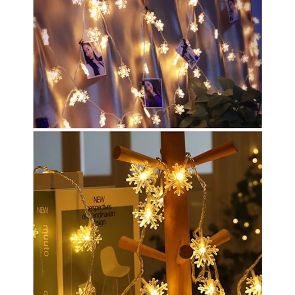 Julfestival Ins Dekorativa Ljus Led Snowflake Belysningskedja Romantisk Batterilåda Color 10 M 80led(USB)