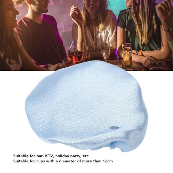 Satin Blå Dryckesöverdrag Återanvändbart Tygkoppöverdragsskydd med Sugrörshål för att Förhindra Dryckesförgiftning