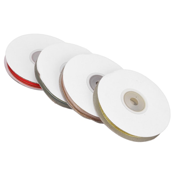 4-pack Satinband med Gyllene Kant, 9mm Bredd, 4 Färger, 22m Längd, Set för DIY-Tillbehör