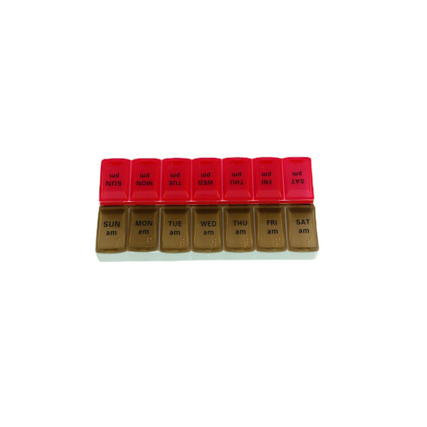 14-ruts dubbelrads förpackning bärbar medicinförvaring Transparent Black Cover Large