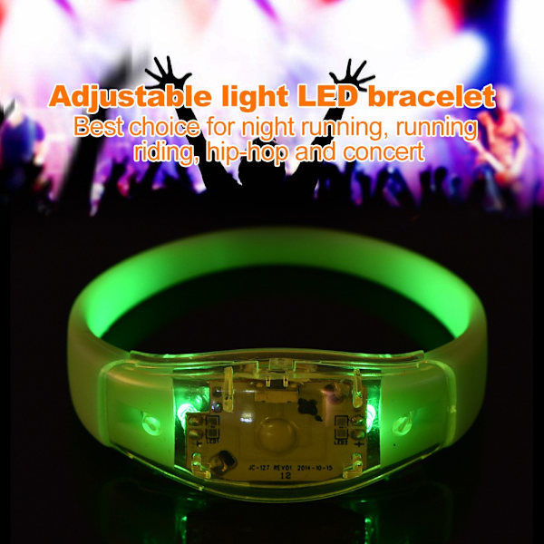 8 Färgade Blinkande LED-Ljus Party Konsert Show Silikon Armband (Grön)