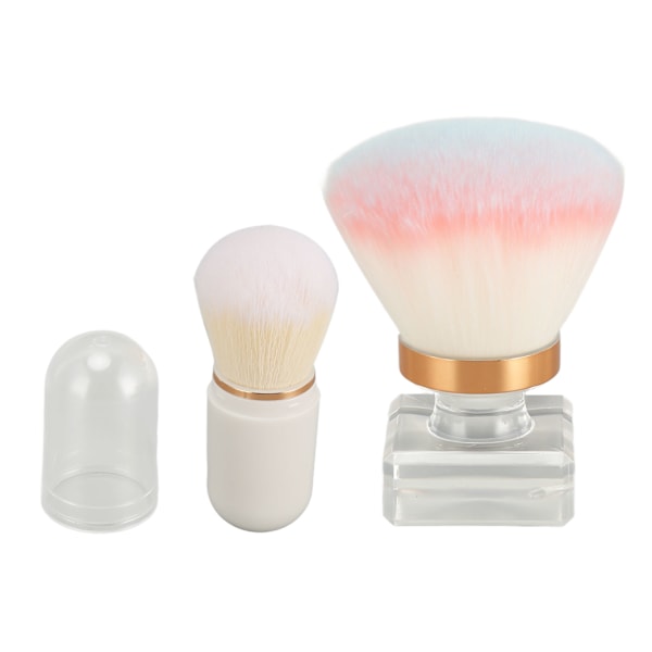 2-pack Löspuderborste Set Syntetiskt Mjukt Borst Hår Stark Greppkraft Makeup Puderborste