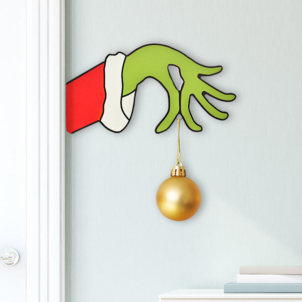 Juldekoration Julhängande Dörrskylt i Trä Grinch-Girlang Hemma Dekorationer för Köpcentrum Left Hand