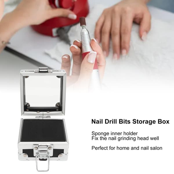 Nagelfräsbitshållare 25 Hål Aluminiumlegering Nagelfräsbits Förvaringslåda Organizer Svart