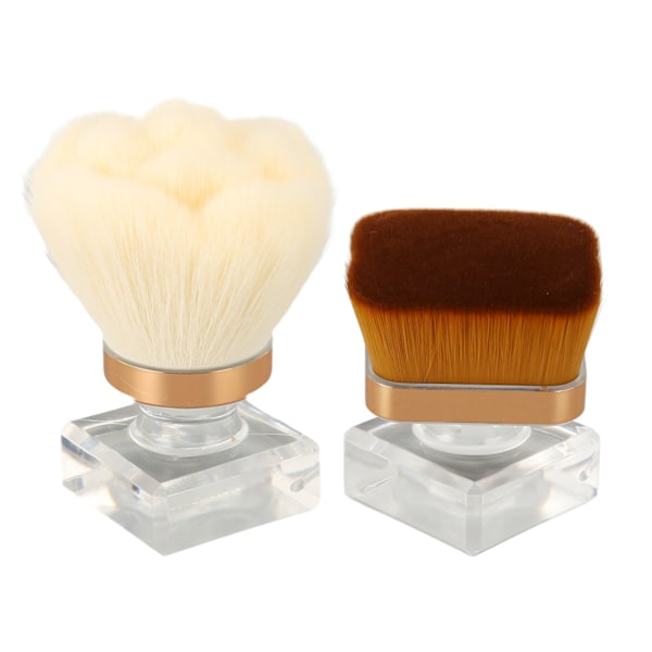 2-pack Löspuder Foundation Borst Set med Transparent Bas Syntetisk Mjuk Fluffig Blandningsborste