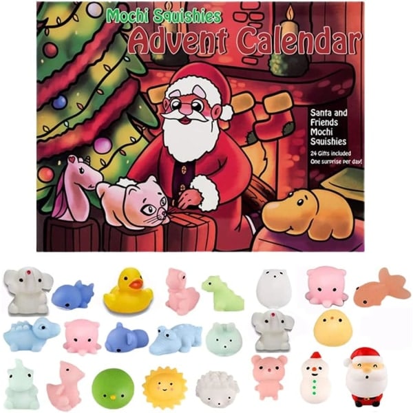 Adventskalender 2023, 24 Mochi Squishies Leksaker, Julkalender, 24 Dagars Överraskningskalender 1