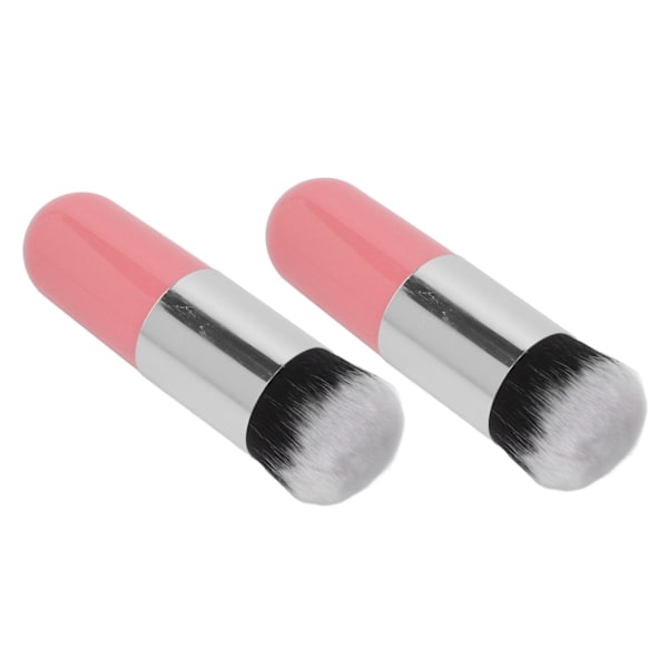 2 st Foundationborste Söt Plump Bärbar Makeupborste Mjuk Kosmetisk Verktyg Rosa Silver