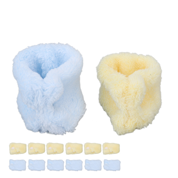 12 st Heatless Hårcurlers Korallfleece Skadesfri DIY Verktyg Blå Gul för Sovtid Natten