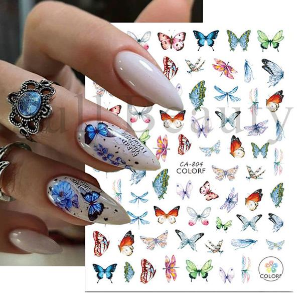 3 st Ros Nageldekaler Blomma 3D K