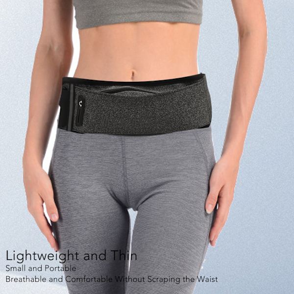 Löparbälte med Flera Fickor Jogging Midjeväska 60‑85cm Justerbar Bekväm för Utomhus Svart Melange