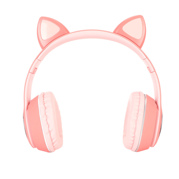Kattöron Gaming Headset Bluetooth Stöd Liten Minneskort LINEIN Läge Gaming Hörlurar med LED Mikrofon Rosa