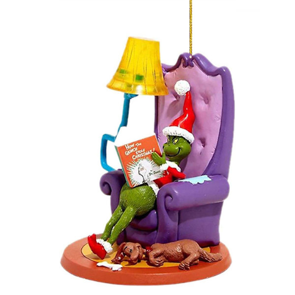 Julgranspynt med Grinch, 2D Plat Acrylhänge, Grön Pälsmonster, Julgran, Semesterdekorationer, Present 11