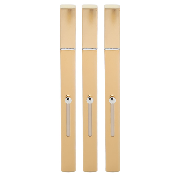 3-pack Guld Teleskopiskt Läppborste Bärbar Mjuk Hår Dubbelsidig Concealer Läppsminkborste Kosmetisk Verktyg