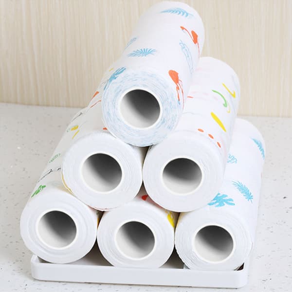 Engångs Rengöringsdukar Rulle Våta & Torra Användning Non-Woven Tyg Tryckt Engångs Diskhanddukar