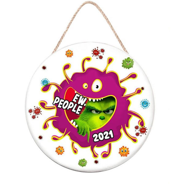 2023grinch jul dekorativ personlighet dörrskylt julgranshänge grinch dekorativ trä Style 6