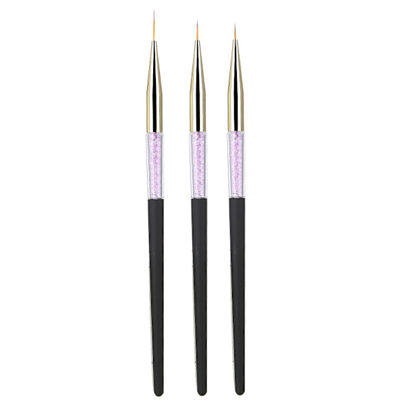 3-pack Nagelkonst Dotting Liner Pen UV Gel Målnings Penna Ritverktyg Set Rhinestone Handtag (Svart)