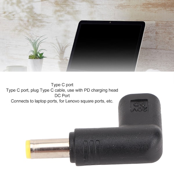 100W PD USB 3.1 Typ C Hon USB C till DC 18.5‑20V 5.5x1.7mm Adapter PD Emulator Trigger 90 Grader Vinklad