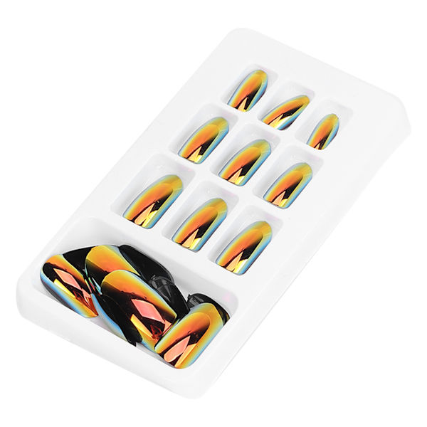 24 st Fashionabla Falska Naglar Avtagbara Ljusa Färger Falska Naglar Patch Full Cover Nagelkonst Tips01
