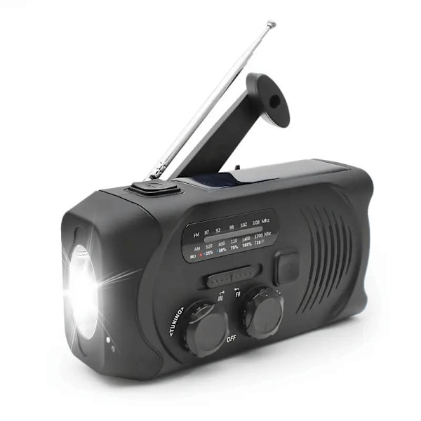 Veva Radio med Solceller, Ficklampa och 2000mAh Powerbank