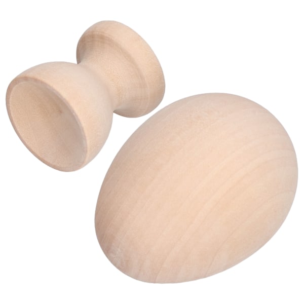 Omålade Träpåskägg Falska Artificiella Ägg med Äggkoppshållare för DIY Dekoration CraftEgg Färg Ellipse