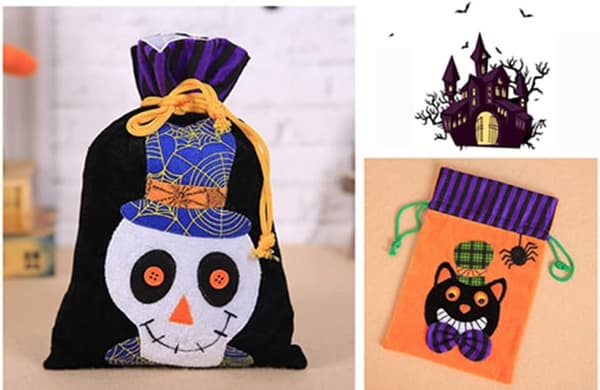 Halloween Godispåse, 4 stycken dragsnöre halloween väskor