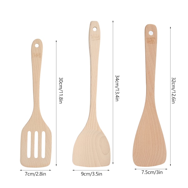 3st set omålat träspatel Köksredskap Matlagningsverktyg för non-stick pananvändning