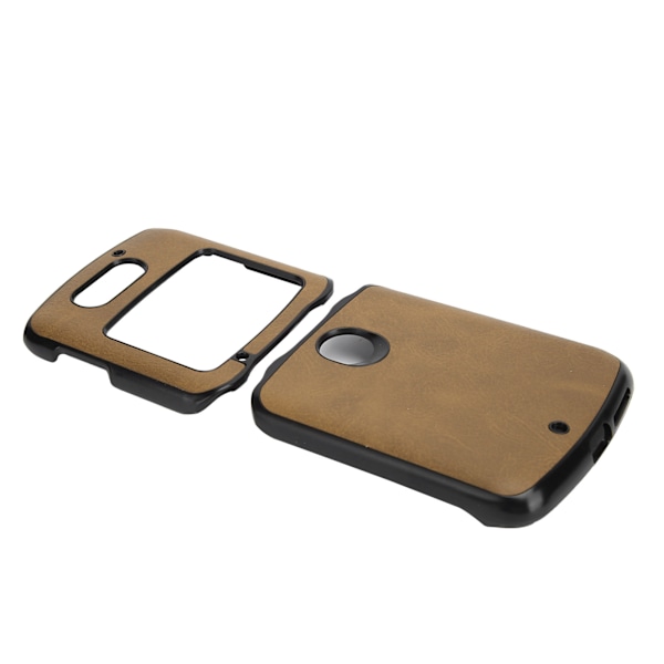 Skyddande mobilskal för Motorola Razr 5G, stötsäkert läderfodral, brun