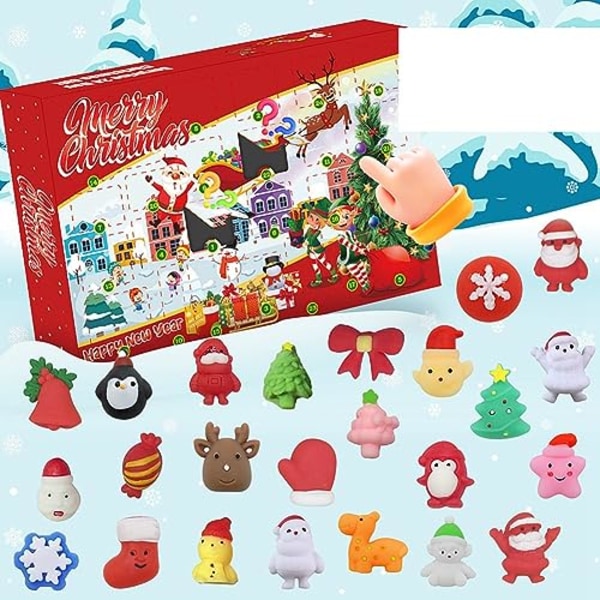 Kalender 2023 julnedräkningskalenderleksak 24st olika söta Mochi Animal Squishy Hållbar hög kvalitet 1