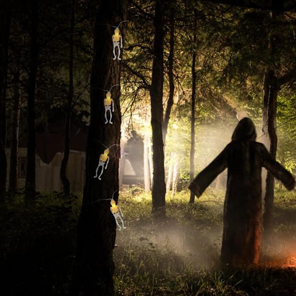 LED-skelett-skalle ljusslinga spöklik lampsträng halloween