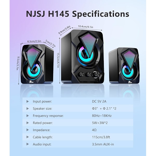 Datorhögtalare 2.1 Högtalare med Subwoofer