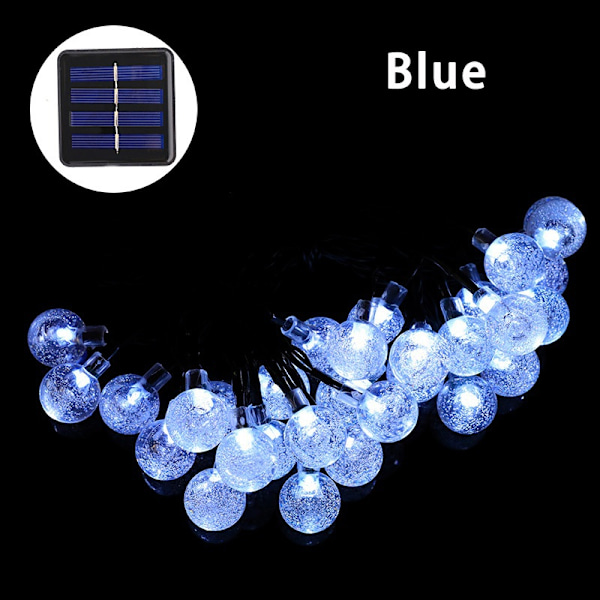 Solcellsdrivna LED-ljusslingor med kristallkulor, varmvit, 9,5 m, 50 LED