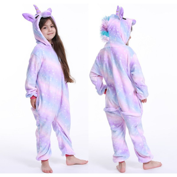 Flanellpyjamas, förtjockade för både män och kvinnor, barnsliga djur, ekorrar, tecknade jumpsuit-pyjamas, hemmakläder, Stitch-fladdermöss Bright Purple Tianma 100cm