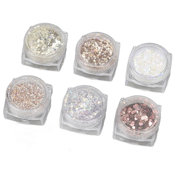 Nagelskalstenspulver Sekvenser DIY Dekoration Blandade Färger Ultratunna Manikyr Skalsten