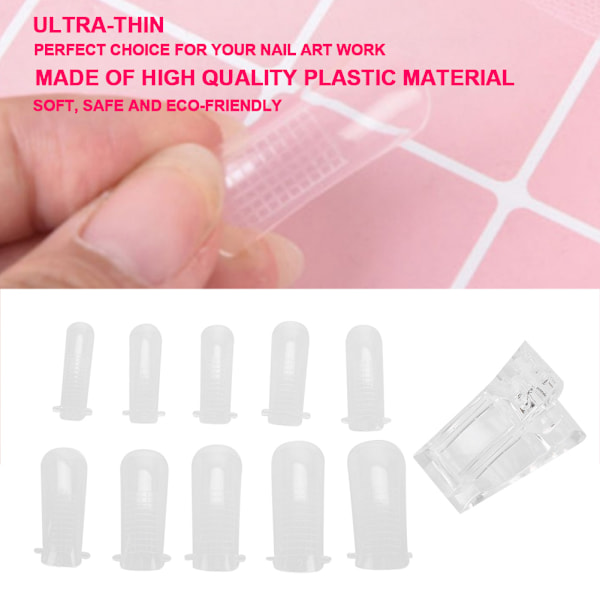 100 st olika storlekar Snabbbyggda Falska Nagelspetsar   Nagelfixering Klämma Nagelkonst Kit Set