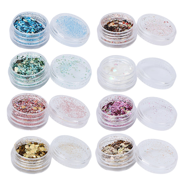 8 Ask/Set Naglartspaljetter DIY Hantverk Nagelglitterflingor Naglartsdekoration Tillbehör