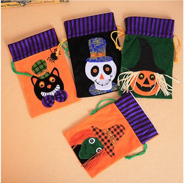 Halloween Godispåse, 4 stycken dragsnöre halloween väskor