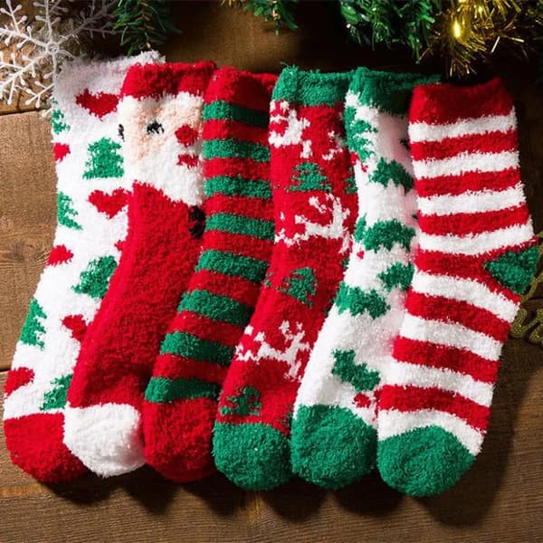 3 st Winter Christmas coral sammetsstrumpor